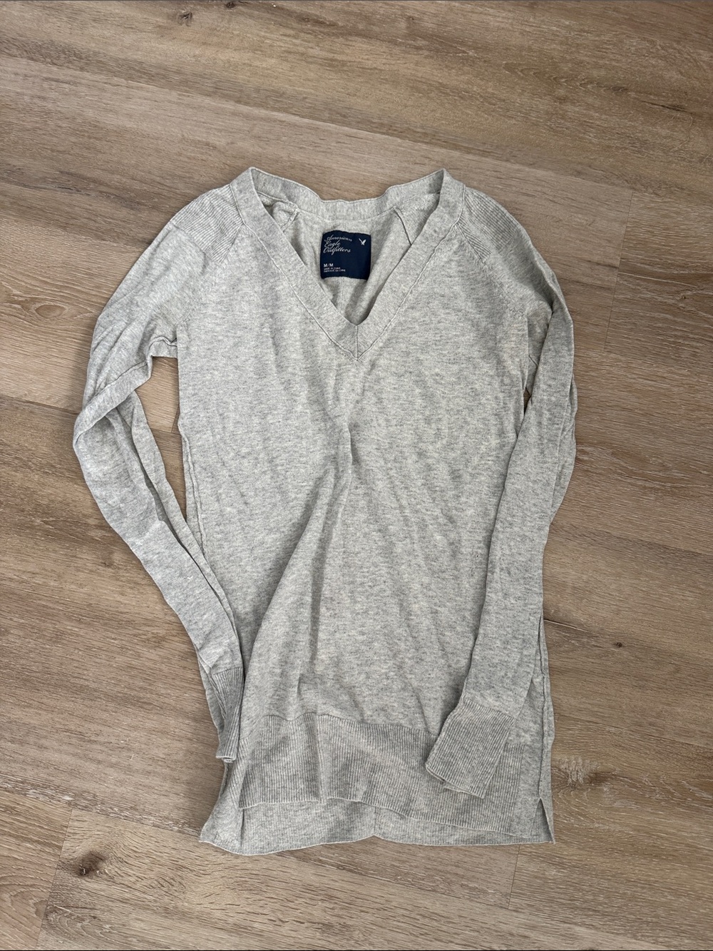 American Eagle Outfitters Light Heather Gray V-Neck Sweater